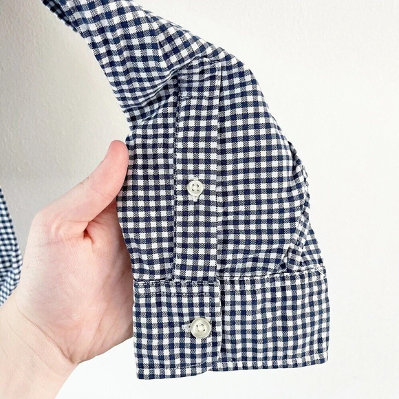 Gap Mens Blue Check Long Sleeve Button Up Shirt Sz Large Gingham Casual  Cotton - Picture 7 of 12